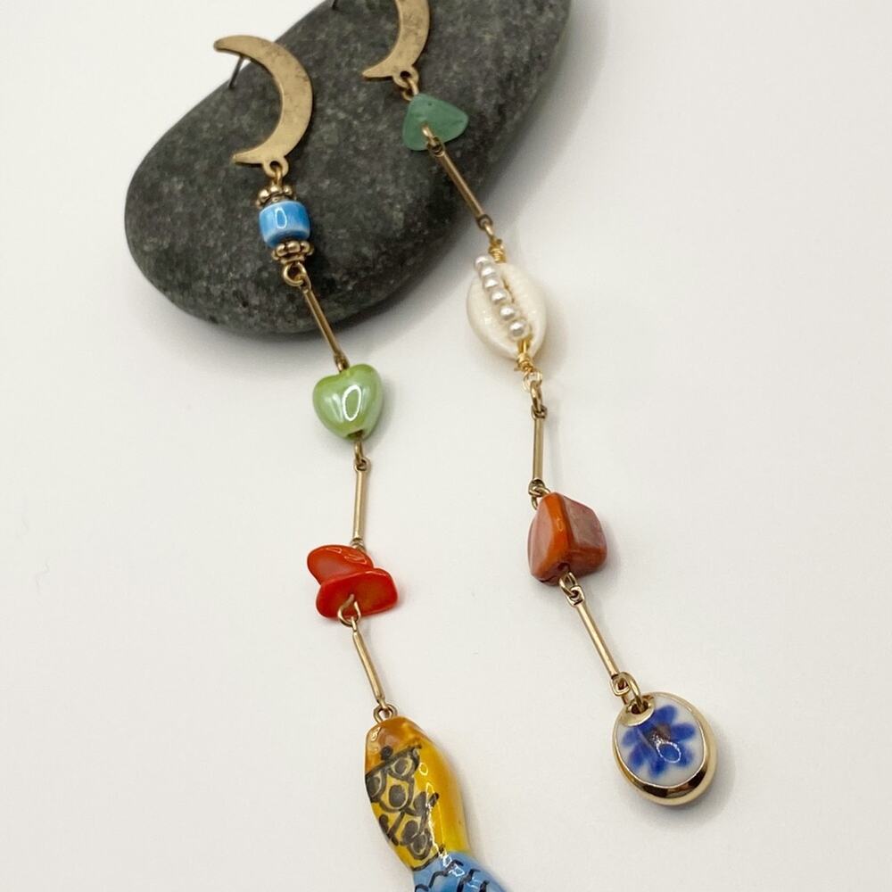 NEW Crescent Moon Charm Dangle Earrings - Picture 7 of 14